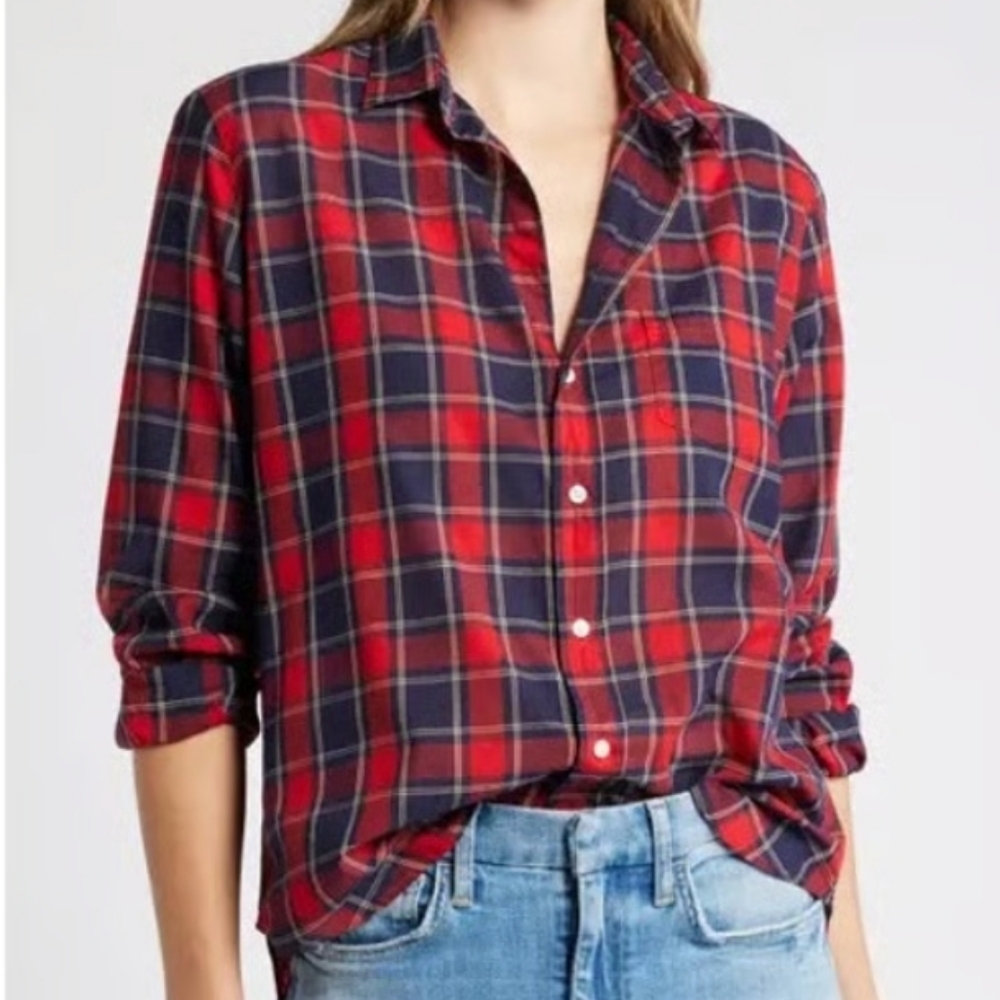 Frank & Eileen Red and Blue Plaid Button-Up Shirt Size Small